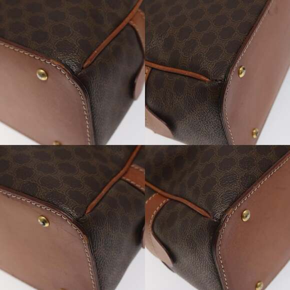 CELINE Macadam Canvas Hand Bag Pvc Leather Brown Gold - Picture 10 of 12
